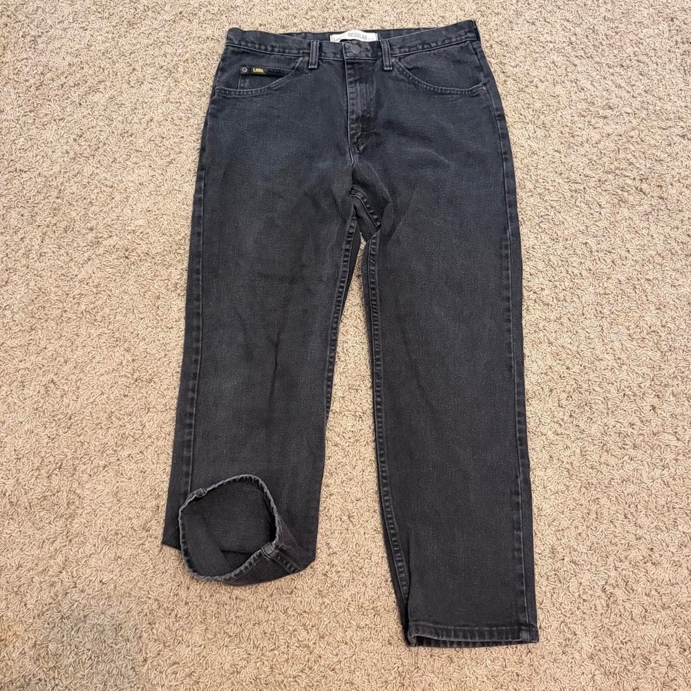 Lee Regular Fit Black Jeans Mens 34x30 Denim Straight Leg 2008908